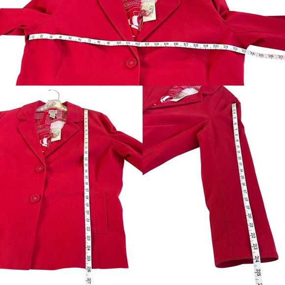 NWT Chicos Red Canvas Blazer Jacket Women’s Size 3/XL Fun Fish Print Lining - Picture 6 of 7